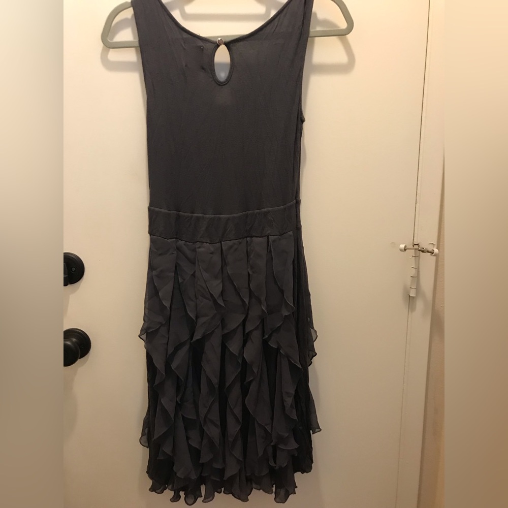 Anthropologie Ric Rac Rising Vapors Gray Ruffle Dress Sz XS - Picture 4 of 7